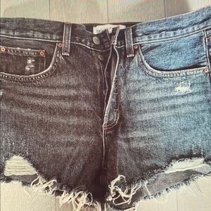 Distressed Women's Athletic Shorts - Dark Blue